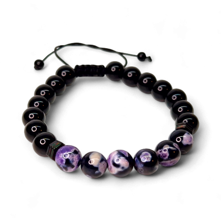 Brățară Nevada cu hematit și agate mov [2]