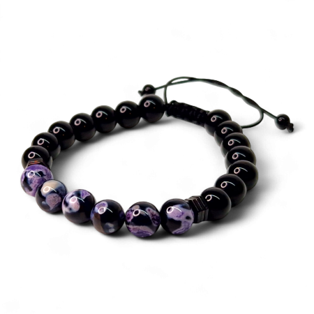 Bratari reglabile - Brățară Nevada cu hematit și agate mov