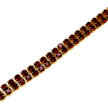 Brățară Emma tennis dublă placată cu aur 18K cu zirconii maro-roșiatice [6]