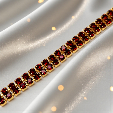 Brățară Emma tennis dublă placată cu aur 18K cu zirconii maro-roșiatice [7]