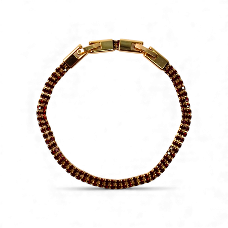 Brățară Emma tennis dublă placată cu aur 18K cu zirconii maro-roșiatice [4]