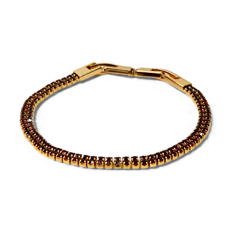 Bratari placate cu aur - Brățară Emma tennis dublă placată cu aur 18K cu zirconii maro-roșiatice