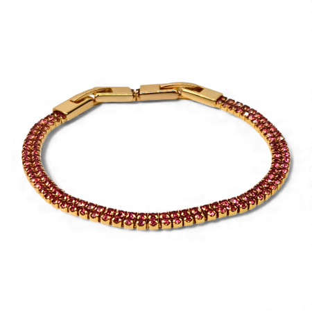 Brățară Isabella tennis dublă placată cu aur cu zirconii roz [4]