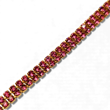 Brățară Isabella tennis dublă placată cu aur cu zirconii roz [2]