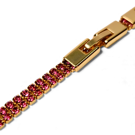 Brățară Isabella tennis dublă placată cu aur cu zirconii roz [8]