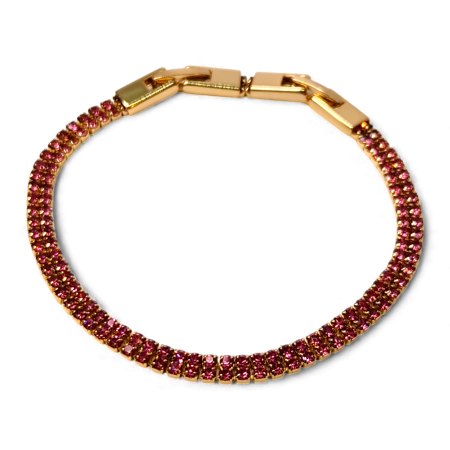 Bratari placate cu aur - Brățară Isabella tennis dublă placată cu aur cu zirconii roz