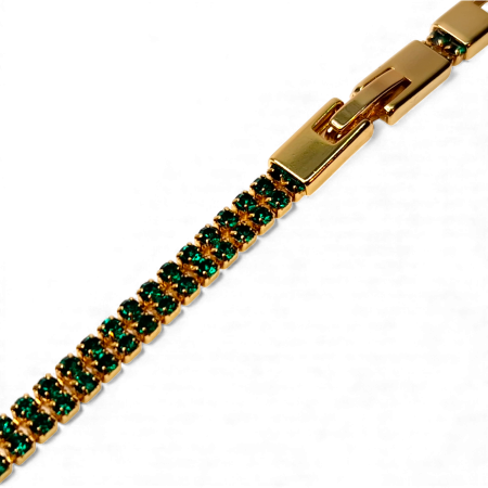 Brățară Olivia tennis dublă placată cu aur 18K cu zirconii verde-smarald [4]