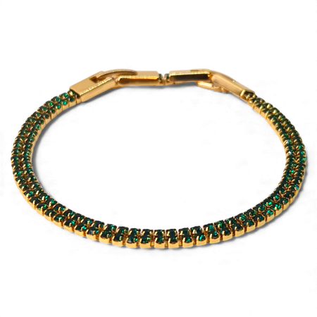 Brățară Olivia tennis dublă placată cu aur 18K cu zirconii verde-smarald [2]