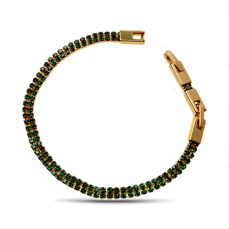 Brățară Olivia tennis dublă placată cu aur 18K cu zirconii verde-smarald [6]