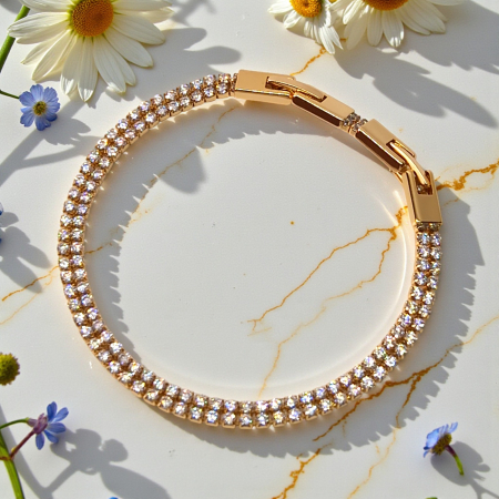 Brățară Sophia tennis dublă placată cu aur 18K cu zirconii clare [1]