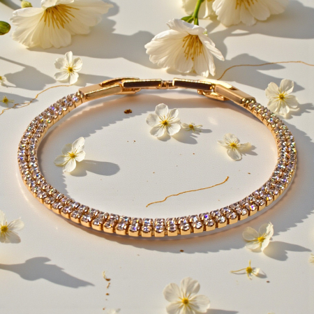 Brățară Sophia tennis dublă placată cu aur 18K cu zirconii clare [3]