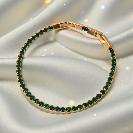 Brățară Olivia placată cu aur 18K cu zirconii verde-smarald [5]