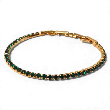 Bratari - Brățară Olivia placată cu aur 18K cu zirconii verde-smarald