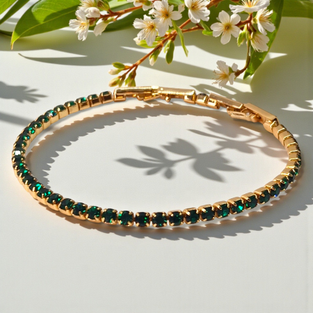 Brățară Olivia placată cu aur 18K cu zirconii verde-smarald [1]