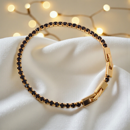 Brățară Sydney placată cu aur 18K cu zirconii negre [3]