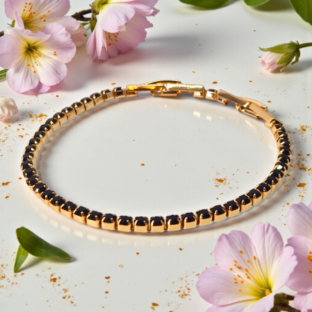 Brățară Sydney placată cu aur 18K cu zirconii negre [1]