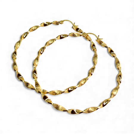 Cercei Dalia placati cu aur 18K cu design răsucit texturat [4]