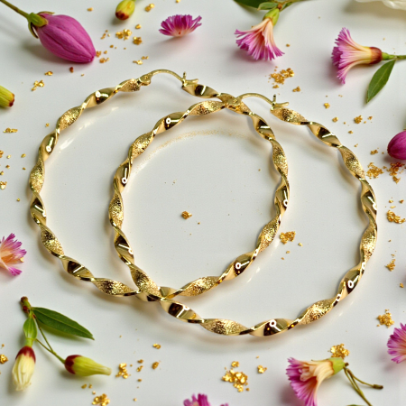 Cercei Dalia placati cu aur 18K cu design răsucit texturat [1]