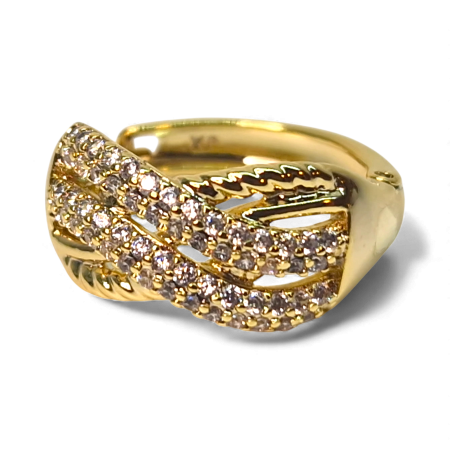 Cercei Kelly placați cu aur 18K cu design împletit și zirconii clare [4]