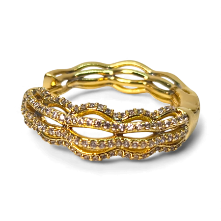 Cerceii Kristy placati cu aur de 18k incrustati cu cristale din zirconiu albe [4]