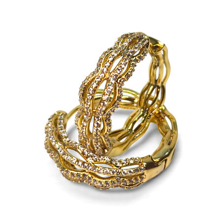 Cerceii Kristy placati cu aur de 18k incrustati cu cristale din zirconiu albe [6]