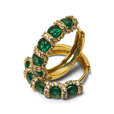 Cercei Miriam Green placați cu aur 18K cu zirconii verzi rotunde [2]