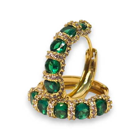 Cadouri femei - Cercei Miriam Green placați cu aur 18K cu zirconii verzi rotunde