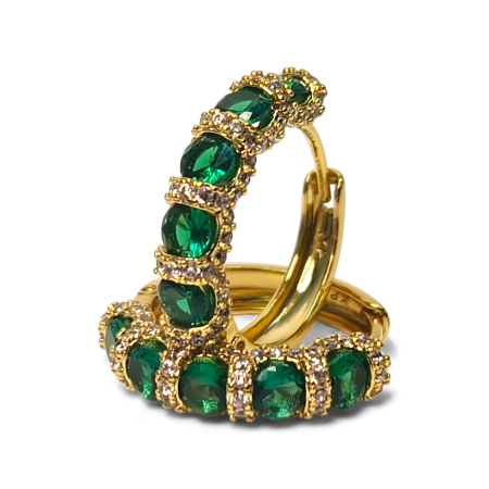 Cercei Miriam Green placați cu aur 18K cu zirconii verzi rotunde [4]