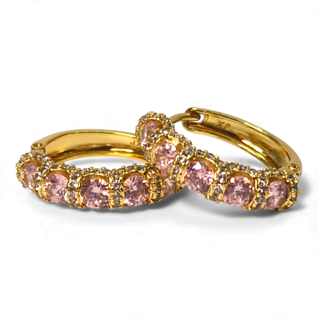 Cercei Miriam Pink placati cu aur 18K cu zirconii roz [4]