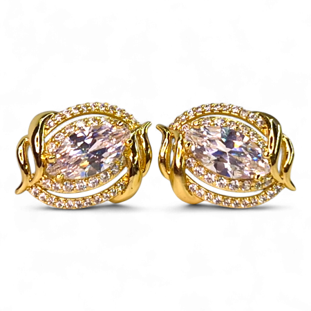 Cercei de ocazie - Cercei Samantha placati cu aur 18K cu cristal marquise și zirconii