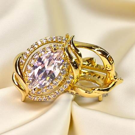 Cercei Samantha placati cu aur 18K cu cristal marquise și zirconii [7]