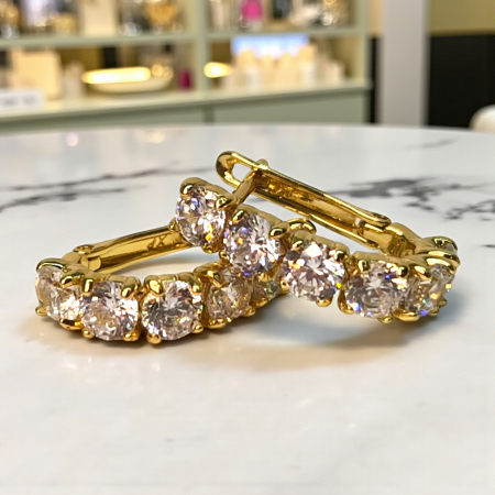 Cercei placați cu aur 18K Sydney cu cristale mari strălucitoare [1]