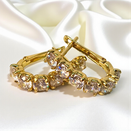 Cercei placați cu aur 18K Sydney cu cristale mari strălucitoare [3]