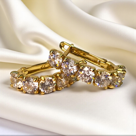 Cercei placați cu aur 18K Sydney cu cristale mari strălucitoare [5]