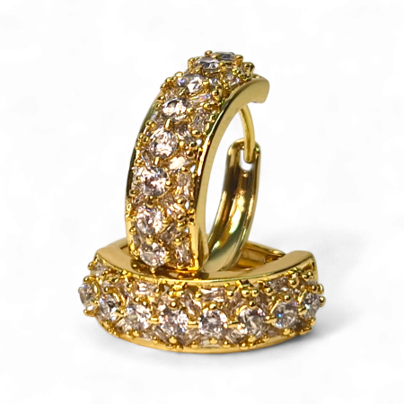 Cercei de ocazie - Cercei Tiffany placați cu aur cu două rânduri de zirconii