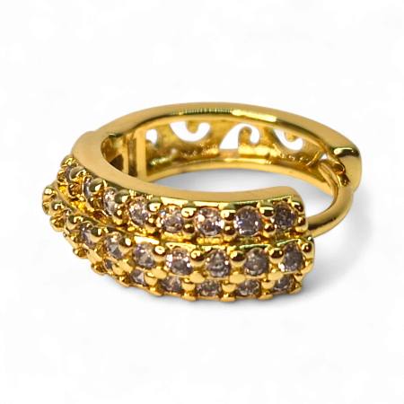 Cercei Victoria placați cu aur 18K cu trei rânduri de zirconii clare [6]