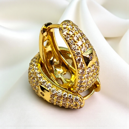 Cercei placați cu aur Ada cu cristale fine și detaliu pătrat [3]