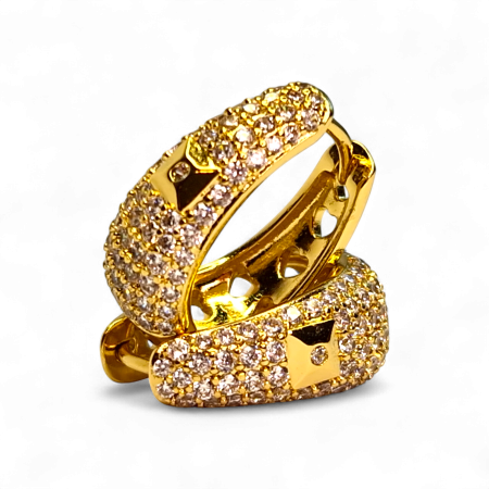 Cadouri femei - Cercei placați cu aur Ada cu cristale fine și detaliu pătrat