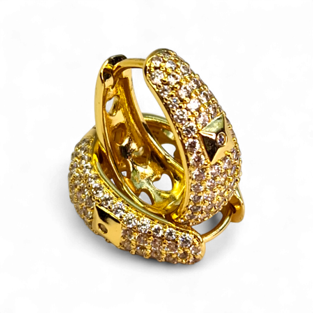 Cercei placați cu aur Ada cu cristale fine și detaliu pătrat [2]