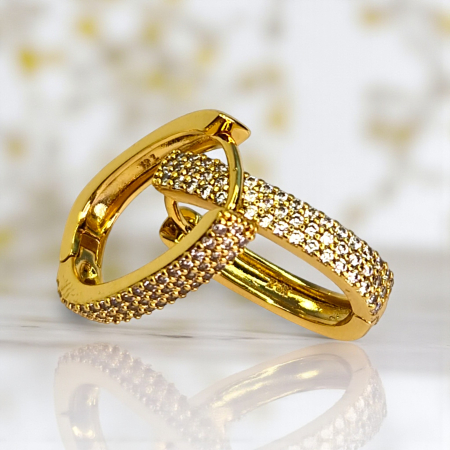 Cercei placați cu aur Adalia cu cristale fine pe design alungit [5]