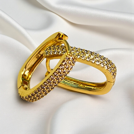 Cercei placați cu aur Adalia cu cristale fine pe design alungit [3]