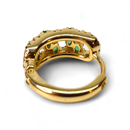 Cercei Adela placați cu aur cu zirconii verzi marquise și pietre albe [6]