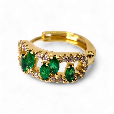 Cercei Adela placați cu aur cu zirconii verzi marquise și pietre albe [4]