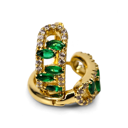 Cercei Adela placați cu aur cu zirconii verzi marquise și pietre albe [2]