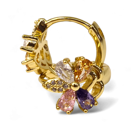 Cercei Adelina placati cu aur cu cristale multicolore în formă de floare [6]