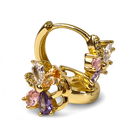 Cercei Adelina placati cu aur cu cristale multicolore în formă de floare [2]