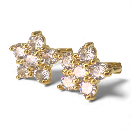 Cercei Adria placați cu aur cu floare din zirconii rotunde [2]