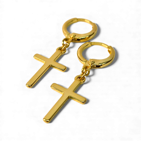 Bijuterii Placate cu Aur - Cercei Adriana placati cu aur cu cruci minimaliste – MyBijoux