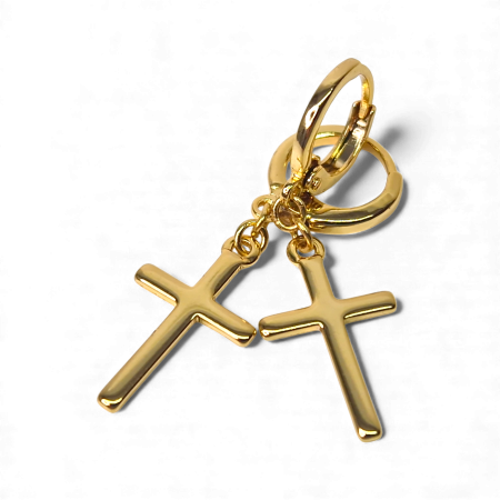 Cercei Adriana placati cu aur cu cruci minimaliste – MyBijoux [6]