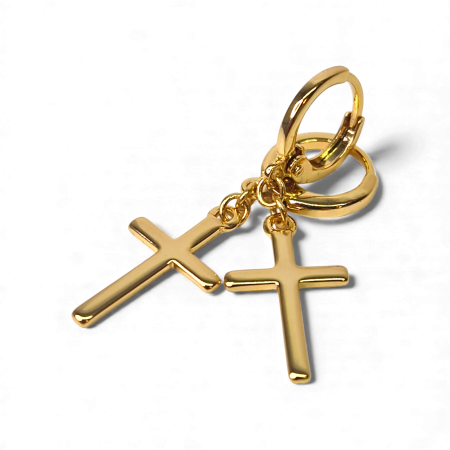 Cercei Adriana placati cu aur cu cruci minimaliste – MyBijoux [2]